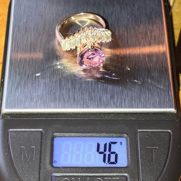 Natural Rose de France Amethyst Sterling Silver Chevron Heart Ring Size 6 - Picture 9 of 9